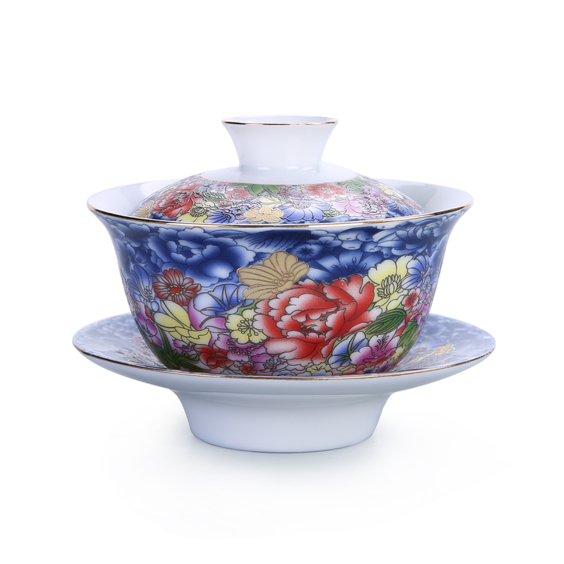 Chinese style is contracted porcelain enamel made tureen sample tea cup three teacup saucer only make tea cup pot of kung fu tea set