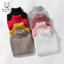 Girls base shirt Sweater 2019 Autumn Winter New Korean Turtleneck Sweater Thickened Childrens Knit Autumn Dress
