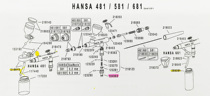 Germany Hansa Hobbyline series (481 581 681) airbrush spare parts ②