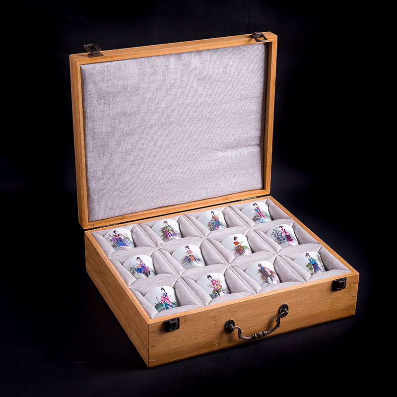 About Nine katyn ceramic kung fu tea character hand - made colored enamel twelve gold hair pin sample tea cup manual of jingdezhen tea service