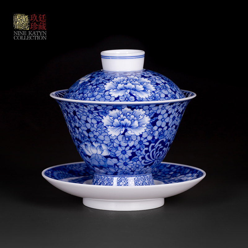 Three to nine at the pure manual tureen jingdezhen hand - made ceramic porcelain cups kung fu tea tea bowl