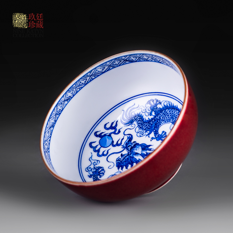 Nine red longfeng katyn offering masters cup single cup for cup jingdezhen hand - made porcelain of kung fu tea set household ji red tea cups