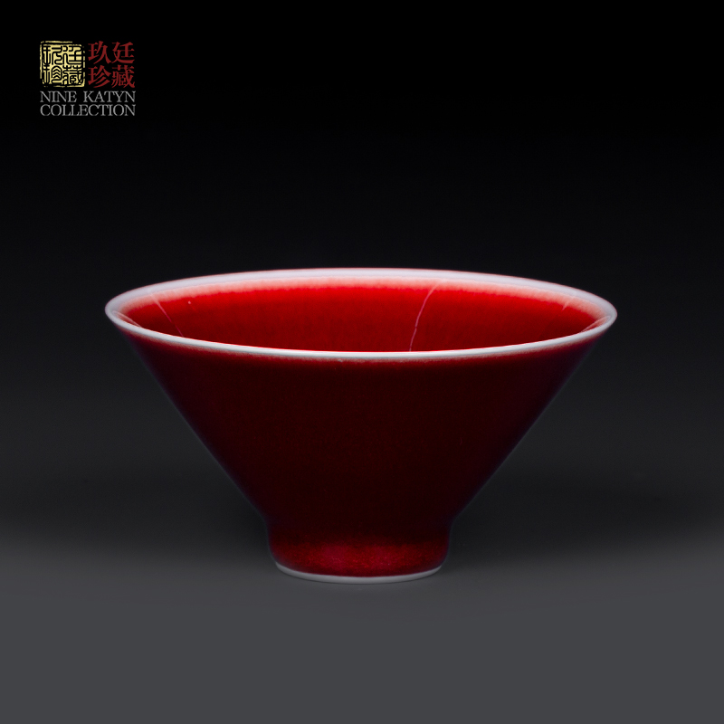 Nine at the jingdezhen ceramic craft master kung fu tea set personal tea cup single CPU hat to ruby red glaze teacup