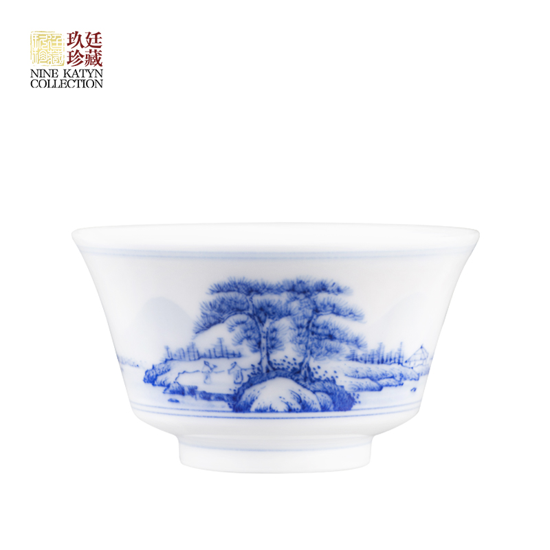 Nine at the blue and white porcelain jingdezhen ceramic masters cup single cup tea cups domestic large - sized kung fu tea cups sample tea cup