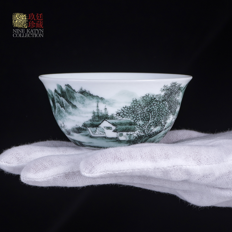 About Nine katyn thin foetus chicken cylinder cup master cup single cup of jingdezhen tea service home hand - made scenery kung fu small tea cups