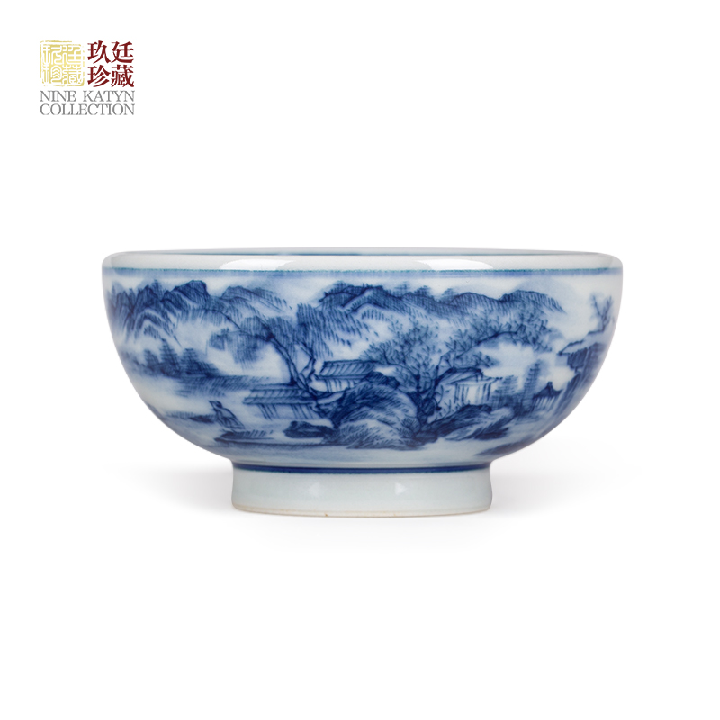 About Nine katyn archaize jingdezhen blue and white landscape ceramic cups hand - made kung fu tea set personal cup master cup sample tea cup