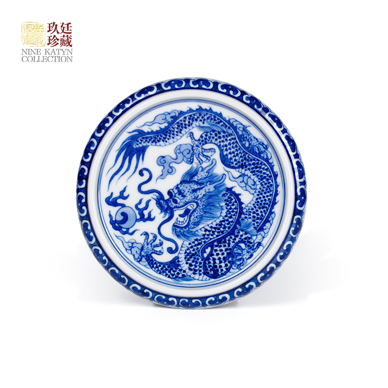 Nine at the blue and white dragon cover rear cover all hand antique jingdezhen ceramic kung fu tea accessories lid cup