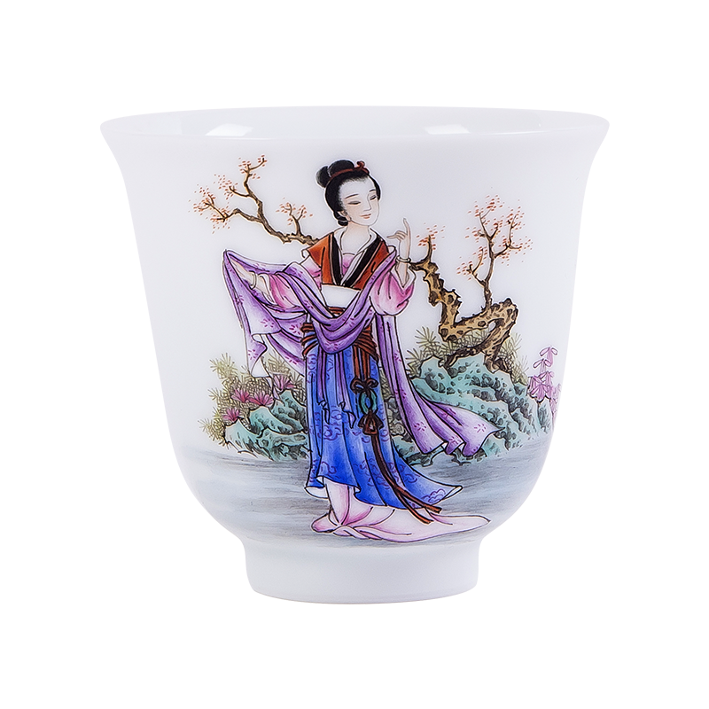 About Nine katyn ceramic kung fu tea character hand - made colored enamel twelve gold hair pin sample tea cup manual of jingdezhen tea service