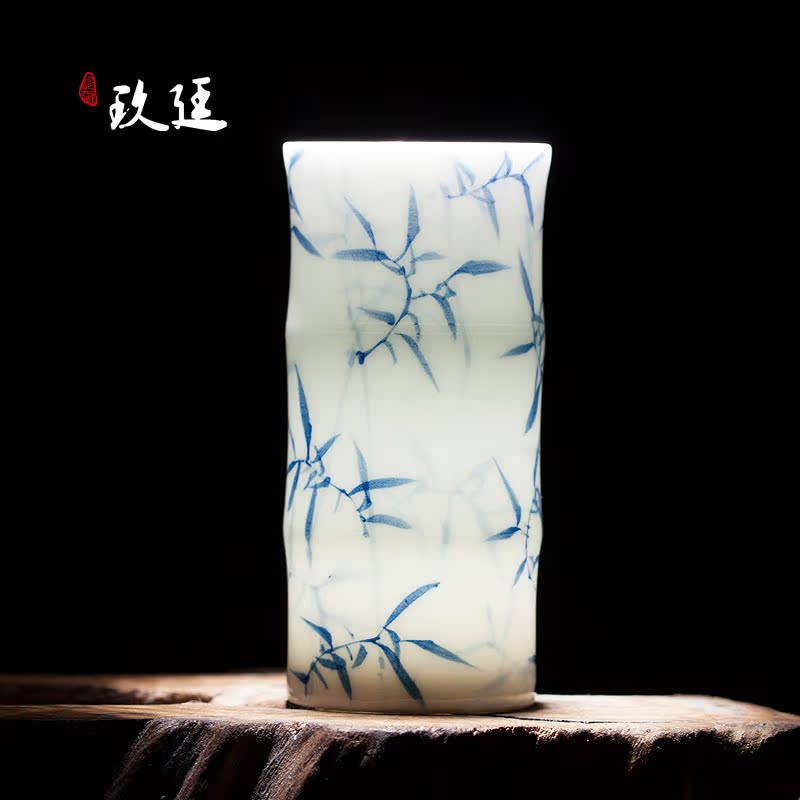 About Nine katyn master cup single CPU jingdezhen hand - made fragrance - smelling cup suit sample tea cup of blue and white porcelain ceramic kunfu tea cups