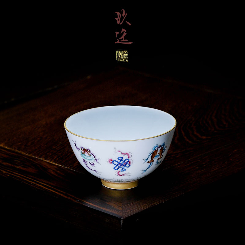 Nine at jingdezhen hand - made ceramic cups colored enamel Buddhism in a kung fu tea set personal master sample tea cup