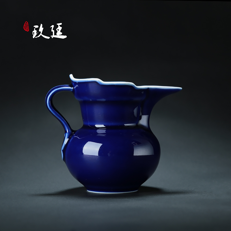 Kung fu tea accessories have a cup of jingdezhen single glaze ji blue mitral tea sea ceramics fair keller points