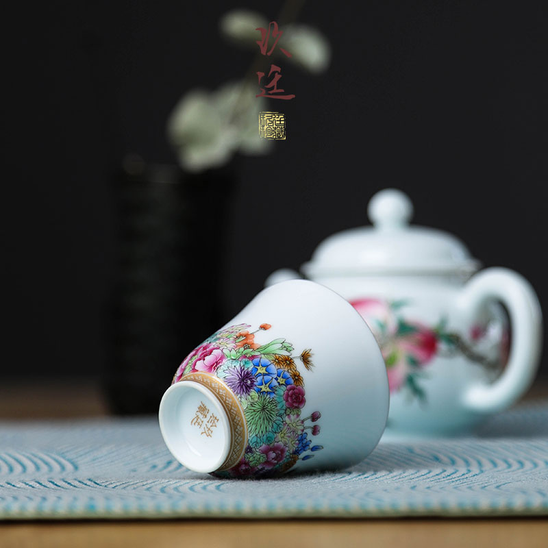 Nine at jingdezhen hand - made ceramic cup by hand kung fu tea cups individual bowl sample tea cup gift porcelain flowers solitary cup