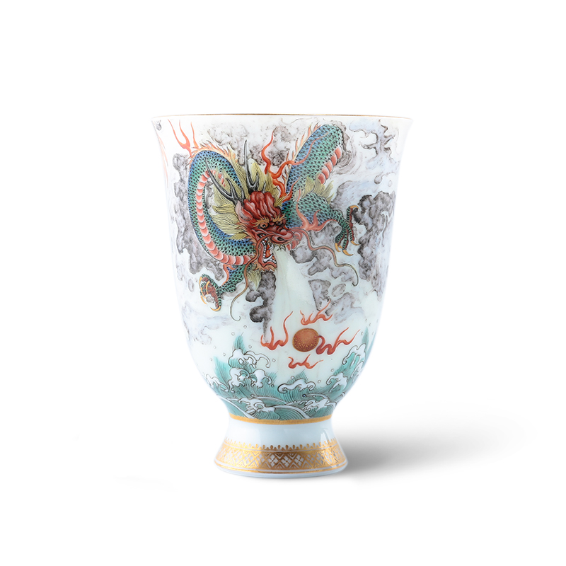 About Nine katyn pastel blue dragon spit gunpower of jingdezhen ceramic checking fragrance - smelling cup kung fu tea set personal master CPU