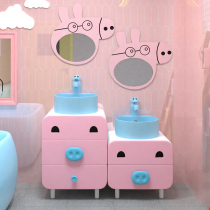 Customize childrens kindergarten children Cartoon Bath Room Cabinet Parent-child Color Handwash Basin Bathroom Cabinet High And Low Cabinet Kids