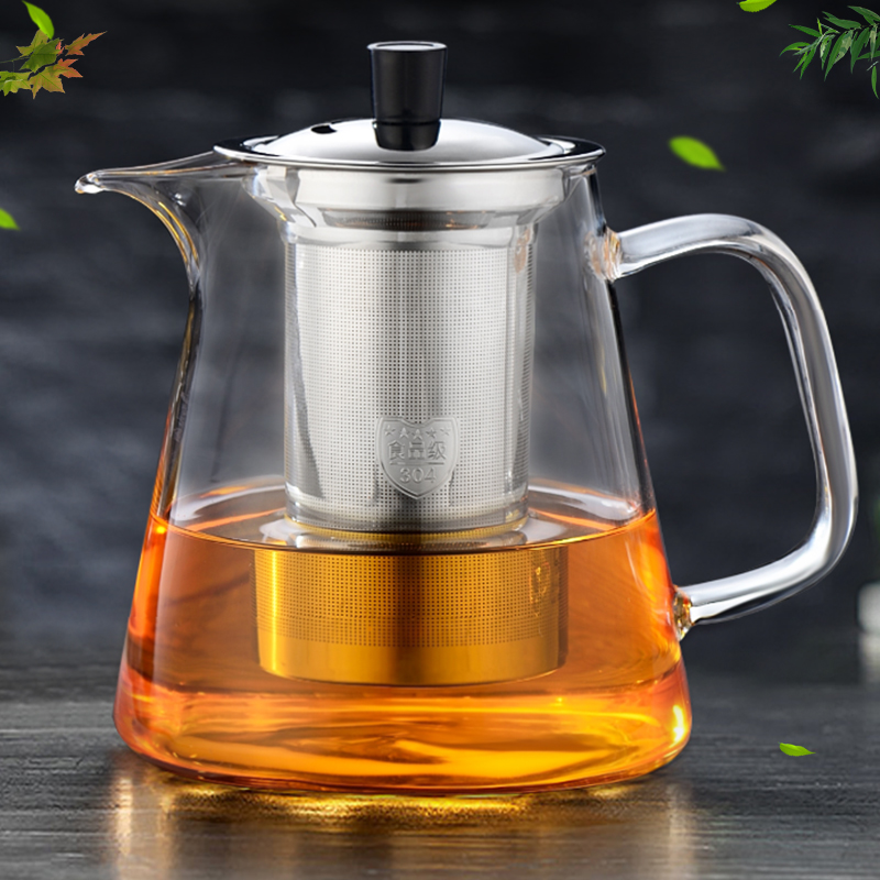 耐热高温玻璃泡茶壶茶具304不锈钢过滤加厚花茶壶水壶红茶冲茶器_7折