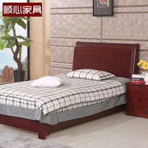Solid wood bed 1 2 meters Modern Chinese single bed Water curved willow new Chinese high box storage bed 1 meter 2 small bed Red