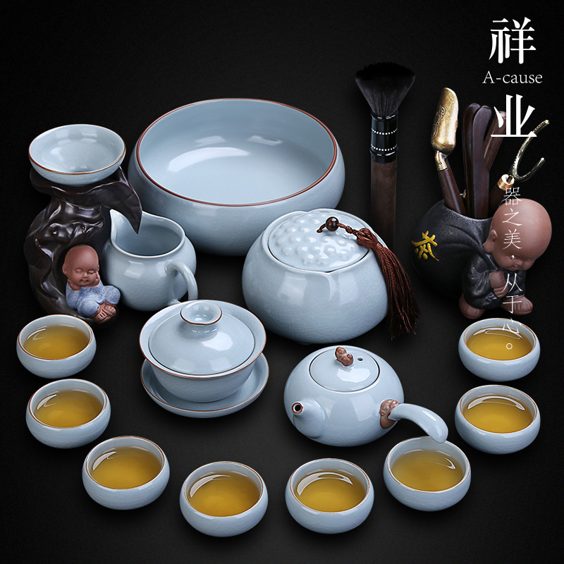 Auspicious industry restoring ancient ways your up kung fu tea set home to open the slice your up of a complete set of ceramic tea cup office receives a visitor