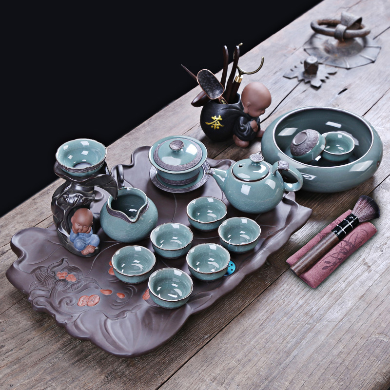 Open the slice auspicious industry kung fu tea set ceramic gift boxes visitor office tea sets tea tea elder brother up with household