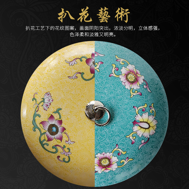 Auspicious industry puer tea boxes, tea cake tin, the seventh, peulthai the large Chinese wind ceramic tea warehouse receive a case and tea, tea pot