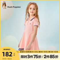 Leisure footwear girls' dress 2022 summer new children's short sleeve dress cute medium and large children's polo dress