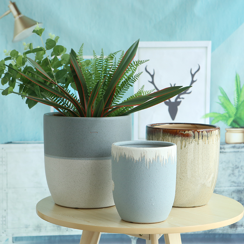 Flowerpot ceramic oversized contracted high creative model of indoor floor big green plant POTS plastic clearance package by wholesale