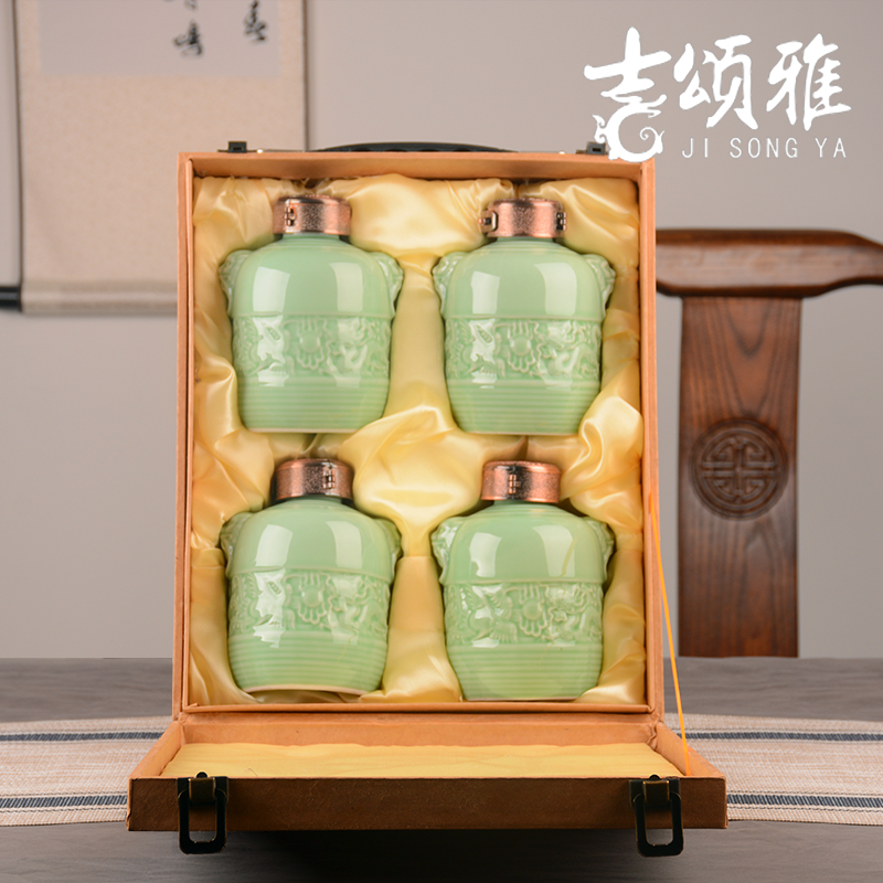 An empty bottle jingdezhen archaize creative household ceramics hip liquor bottle seal wine storage jars a kilo