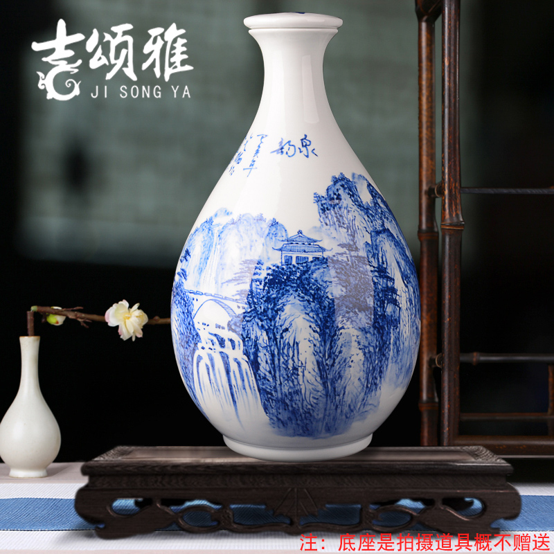 Jingdezhen hand - made blue mercifully bottle wine ark, of Chinese style household furnishing articles 10 jins medicine bottles household porcelain jar