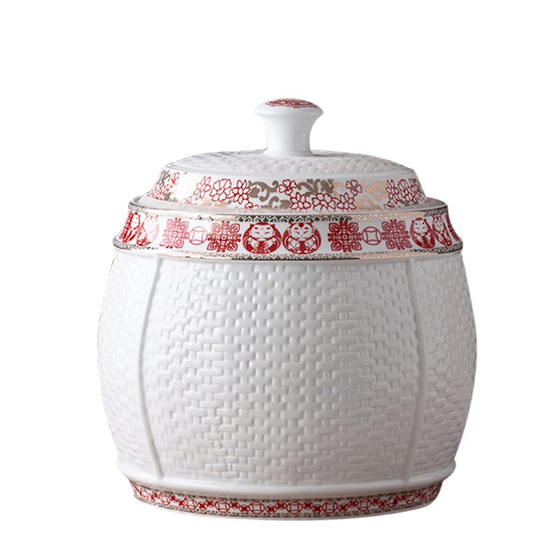 Jingdezhen ceramic barrel ricer box meter box seal storage tank cylinder moistureproof insect - resistant 10 jins 20 jins 30 kg