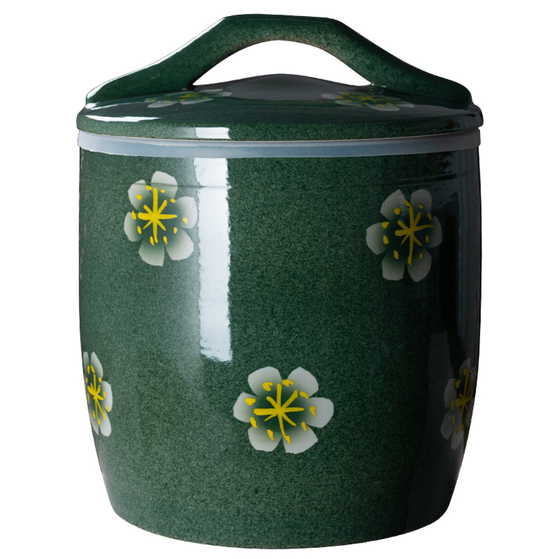 Jingdezhen ceramic barrel with cover household seal 10 jins 20 to 30 jins rice such as pot old insect - resistant rice storage box