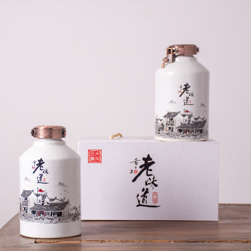 Jingdezhen ceramic small jars 1 catty 2 jins 3 jins 5 jins of 10 jins creative glasswares antique household liquor with gift box