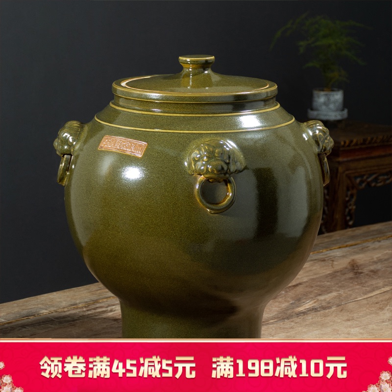 Jingdezhen ceramic wine jars 30 jins of 50 pounds put antique tea oil it household jugs of sealing belt at the end of the tap