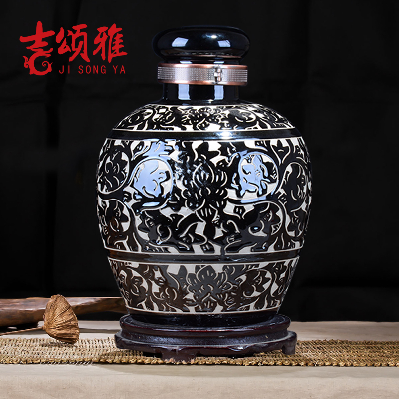 Wine bottle mercifully bottle with tap 10 jins 20 jins 30 jins of 50 kg 100 jins of jingdezhen ceramic seal as cans