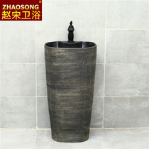 Outdoor wash basin balcony column washbasin household ceramic floor-standing integrated courtyard villa column Basin