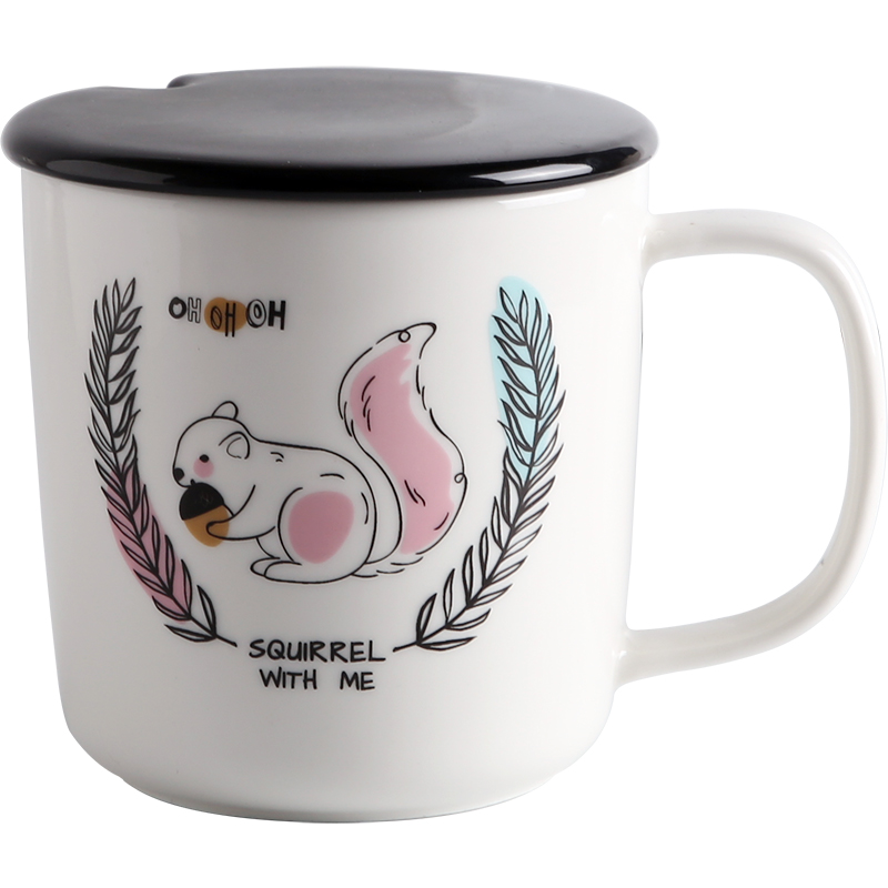 Cartoon character mark cup ceramic trends of contracted as a fe creative super cup ladle cover cup express it in girls