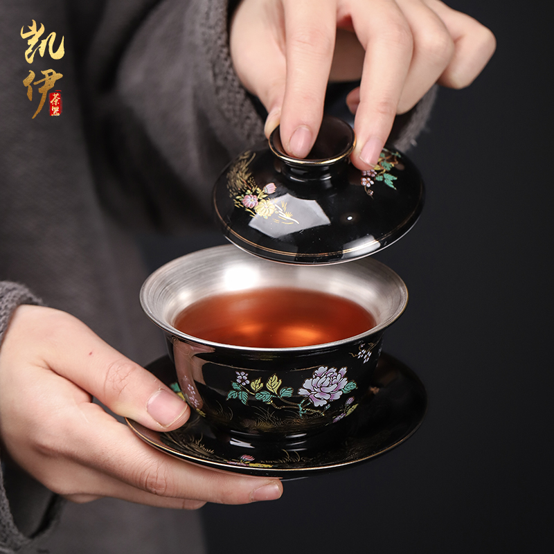 Tasted silver gilding kung fu tea set jingdezhen ceramic tea set home office tea tureen silver cup teapot