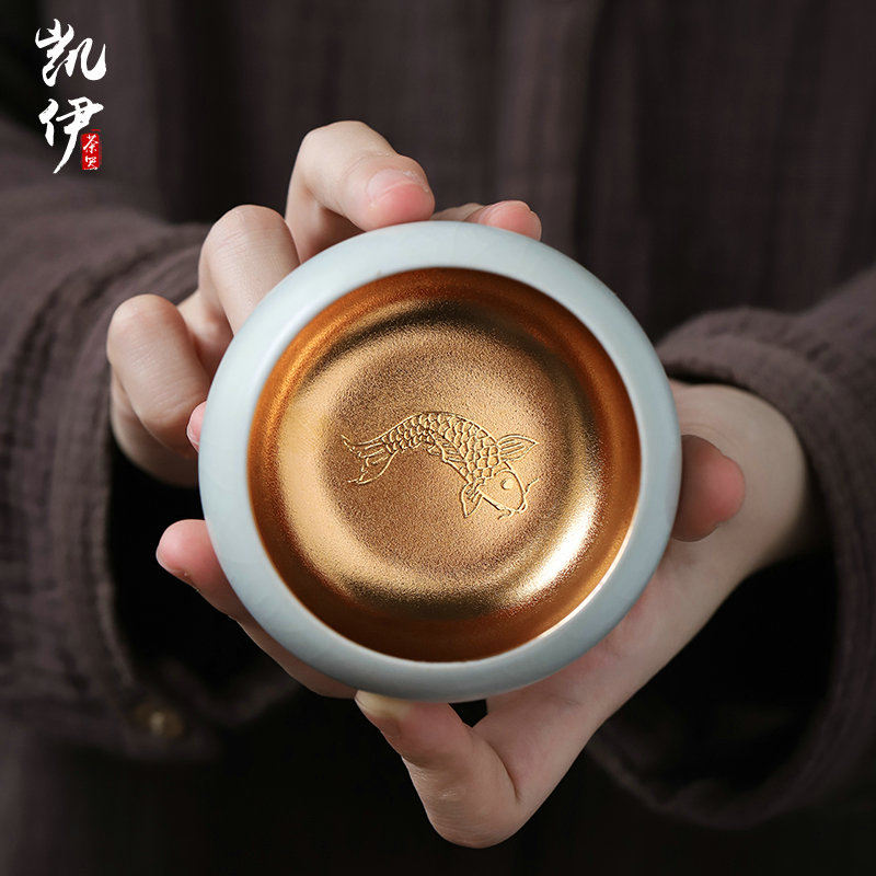 Your up 24 k jinzhan cups sliced open can raise kung fu tea cups jingdezhen ceramic sample tea cup large master cup trophy