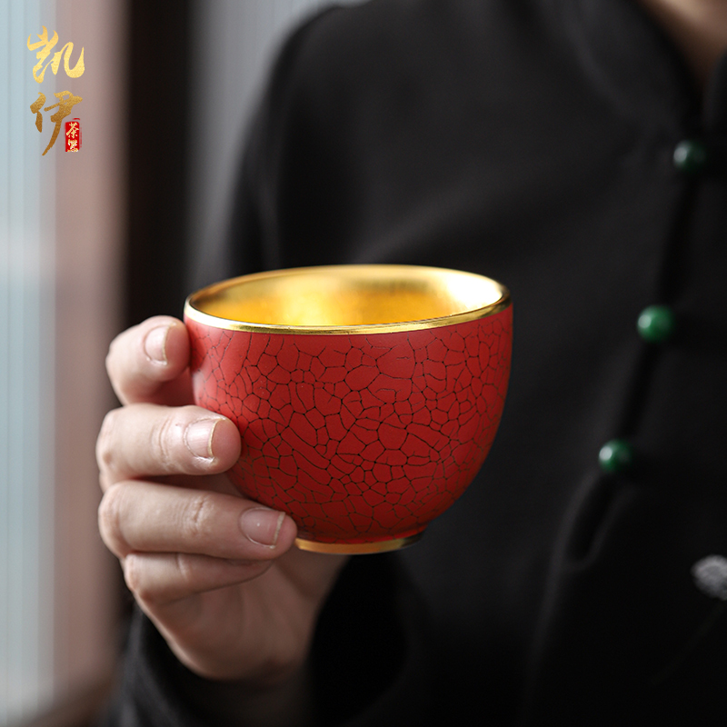 Gold cup sample tea cup tortoiseshell dragon master of jingdezhen ceramic cup silver cup kung fu tea cups silver cup