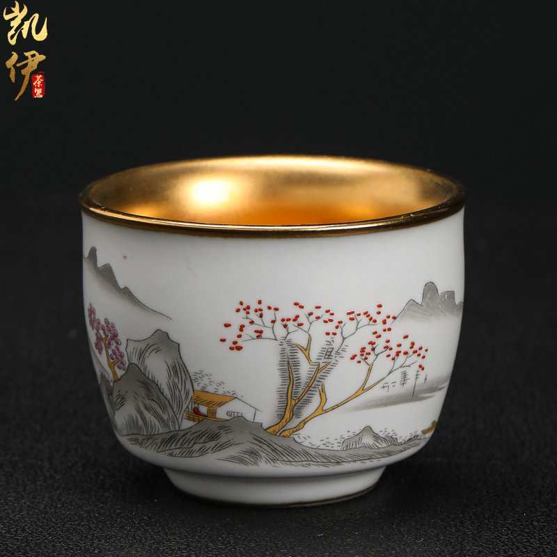 Gold on your up hand - made master kung fu tea cup sample tea cup jingdezhen ceramics snowflakes cup silver cup