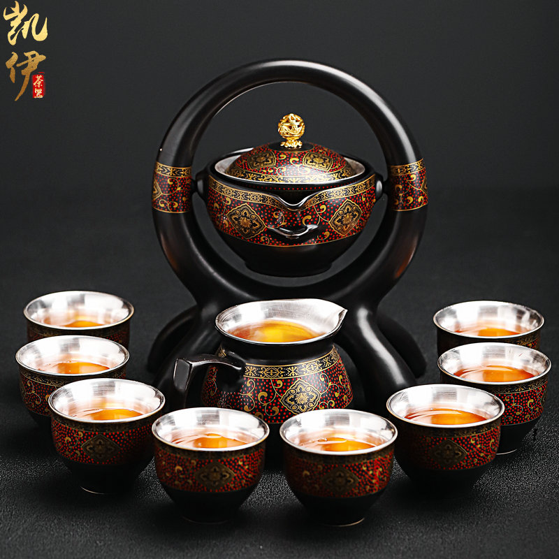 New coppering. As silver colored enamel lazy tea set household jingdezhen ceramic kung fu tea tea tureen the teapot