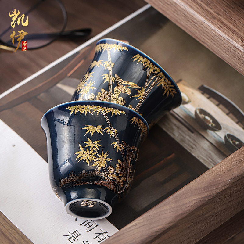 Jingdezhen colored enamel coppering. As 999 silver cup with saucer ceramic sample tea cup tea master cup personal cup silver cup