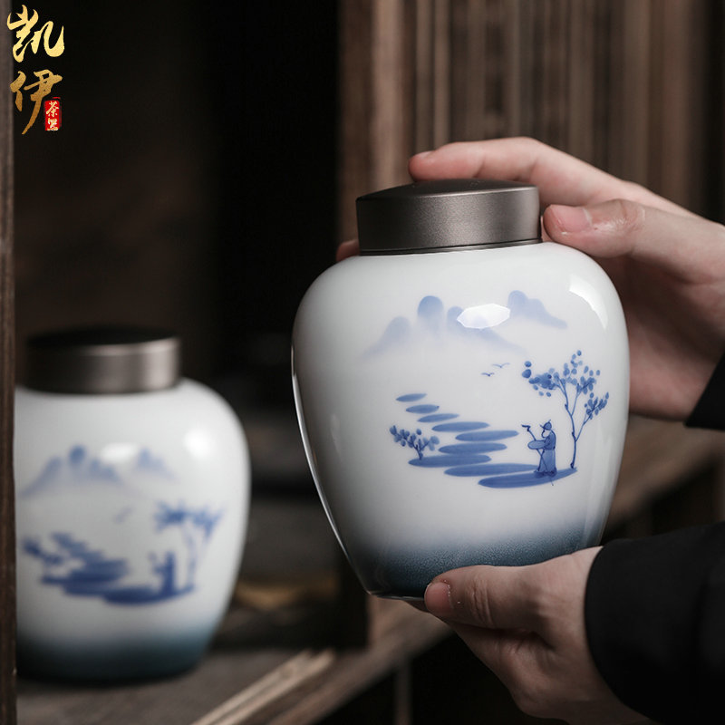 Hand - made up with caddy fixings seal pot home store receives tin cover your up cylinder tea tea box of jingdezhen ceramics