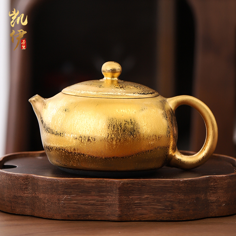 Zeng, Guangxu gold of firewood temmoku built one single pot of ceramic teapot household pure manual ball hole, xi shi pot teapot