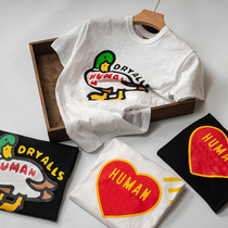 230g Okayama San Yield Bamboo Festival Yarn Fabric Lovers Super Love Printed Tide Pints INS Whole Cotton Round Collar Short Sleeve Half Sleeve T