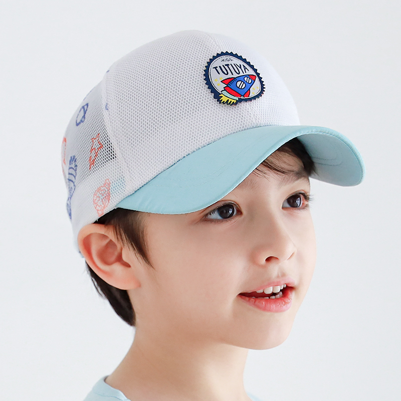 儿童帽子夏季防晒鸭舌帽薄款太阳帽1-12岁男女宝宝遮阳网眼棒球帽 券