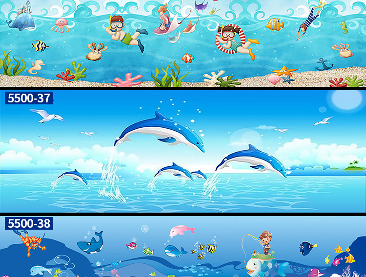 3d卡通海底世界壁画婴儿游泳馆儿童房海洋风格主题壁纸防水墙纸
