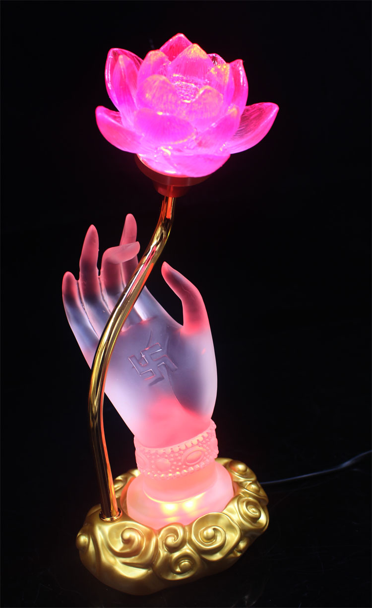 佛教用品led莲花灯 水琉璃莲花灯长明灯菩萨供灯佛手