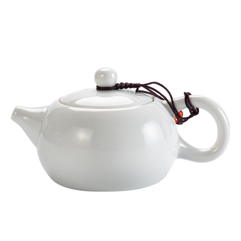 Small sweet white porcelain ceramic teapot tea teapot is single pot of kung fu tea set with filter hole household contracted beauty pot