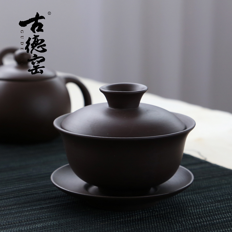 Yixing undressed ore violet arenaceous tureen kung fu tea tea prepared three worship to use cups large teapot teacup