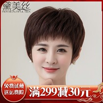 Dime silk wig woman short hair round face fluffy nature middle-aged and elderly mother live-action haircut and haircut