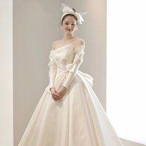 Wedding dress 202021 new bride light French satin big tailed luxury Zhuyin same small Man simple wedding dress